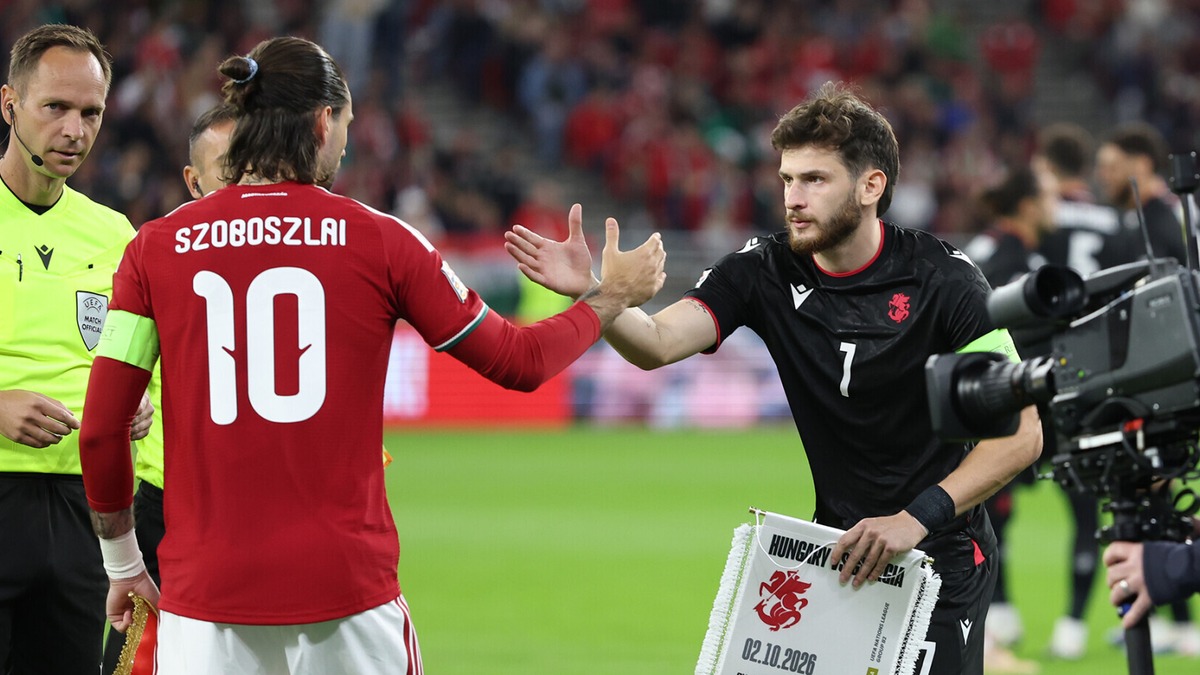 Szoboszlai Dominik és Khvicha Kvaratskhelia a Magyarország–Georgia mérkőzésen
